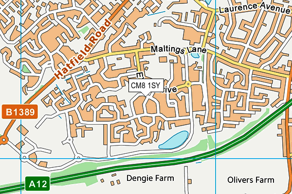 CM8 1SY map - OS VectorMap District (Ordnance Survey)