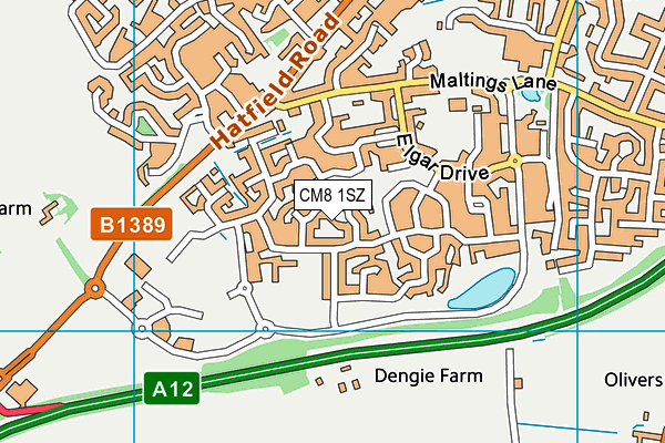 CM8 1SZ map - OS VectorMap District (Ordnance Survey)