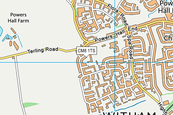 CM8 1TS map - OS VectorMap District (Ordnance Survey)