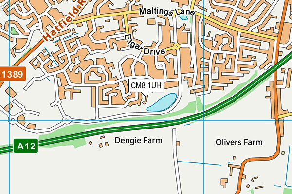 CM8 1UH map - OS VectorMap District (Ordnance Survey)