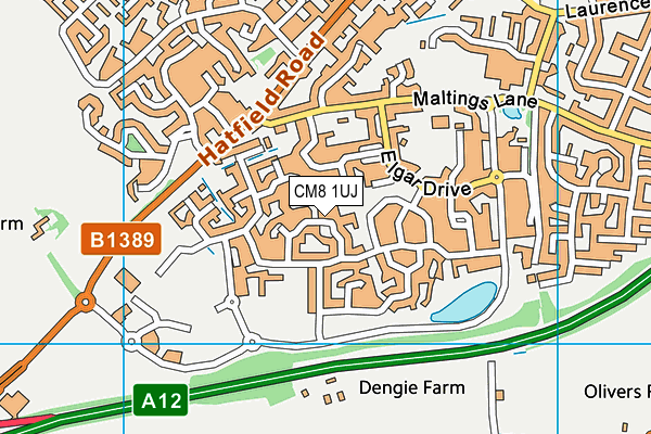 CM8 1UJ map - OS VectorMap District (Ordnance Survey)