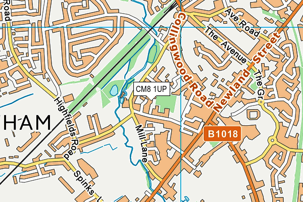 CM8 1UP map - OS VectorMap District (Ordnance Survey)