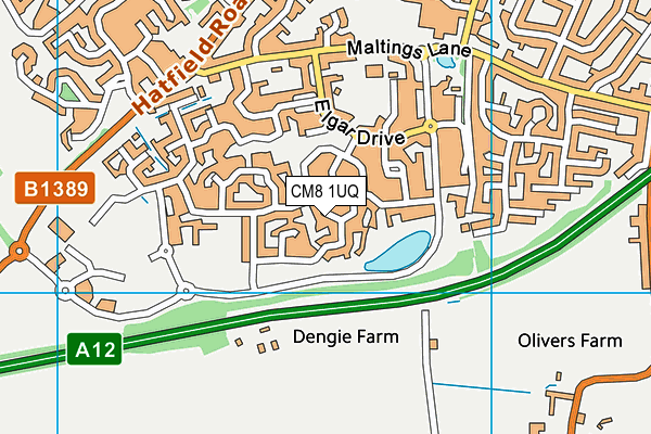 CM8 1UQ map - OS VectorMap District (Ordnance Survey)