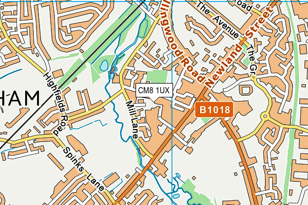 CM8 1UX map - OS VectorMap District (Ordnance Survey)