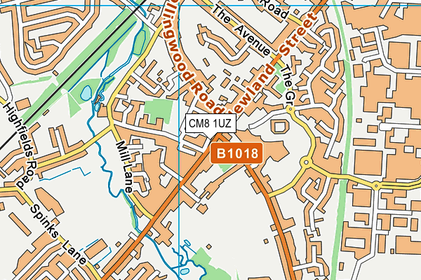 CM8 1UZ map - OS VectorMap District (Ordnance Survey)