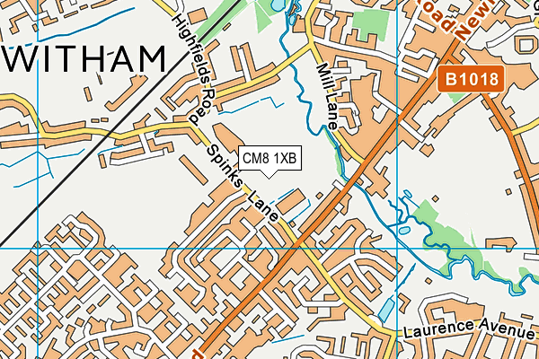 CM8 1XB map - OS VectorMap District (Ordnance Survey)