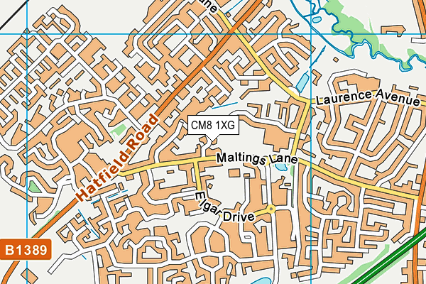 CM8 1XG map - OS VectorMap District (Ordnance Survey)