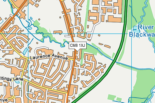 CM8 1XJ map - OS VectorMap District (Ordnance Survey)