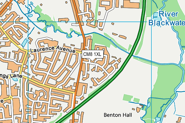 CM8 1XL map - OS VectorMap District (Ordnance Survey)