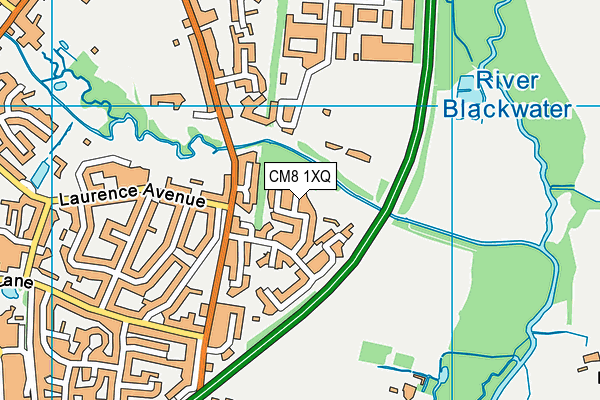 CM8 1XQ map - OS VectorMap District (Ordnance Survey)