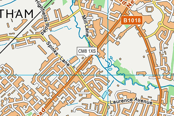CM8 1XS map - OS VectorMap District (Ordnance Survey)