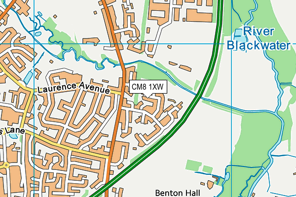 CM8 1XW map - OS VectorMap District (Ordnance Survey)