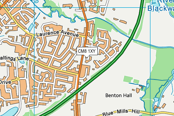 CM8 1XY map - OS VectorMap District (Ordnance Survey)