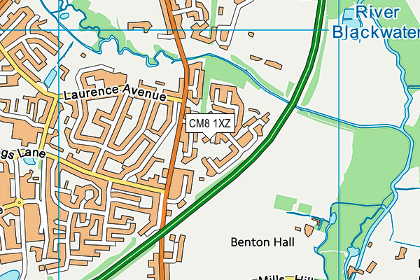 CM8 1XZ map - OS VectorMap District (Ordnance Survey)