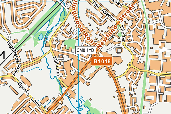 CM8 1YD map - OS VectorMap District (Ordnance Survey)