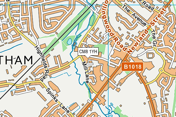 CM8 1YH map - OS VectorMap District (Ordnance Survey)