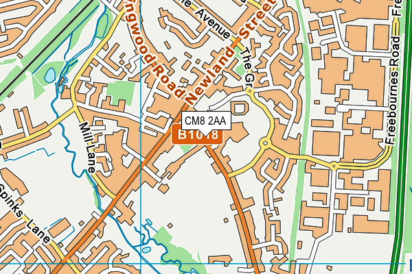 CM8 2AA map - OS VectorMap District (Ordnance Survey)