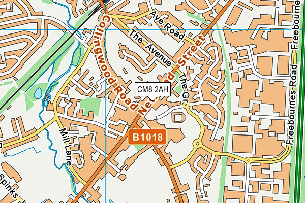 CM8 2AH map - OS VectorMap District (Ordnance Survey)