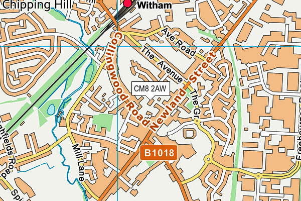 CM8 2AW map - OS VectorMap District (Ordnance Survey)