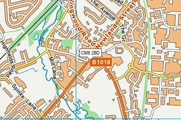 CM8 2BD map - OS VectorMap District (Ordnance Survey)