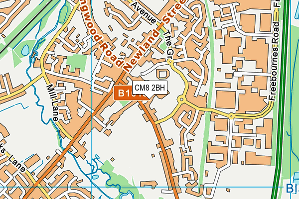 CM8 2BH map - OS VectorMap District (Ordnance Survey)