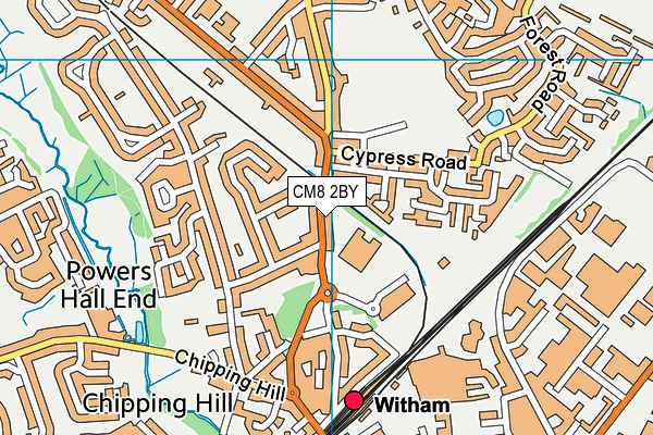 CM8 2BY map - OS VectorMap District (Ordnance Survey)