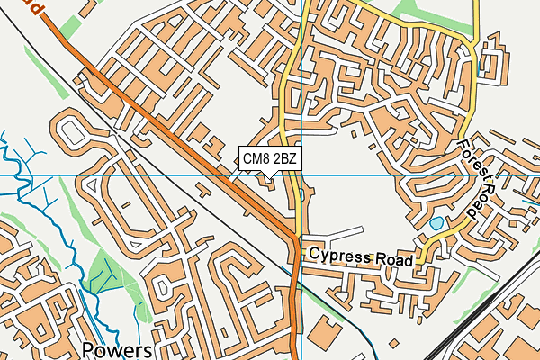 CM8 2BZ map - OS VectorMap District (Ordnance Survey)