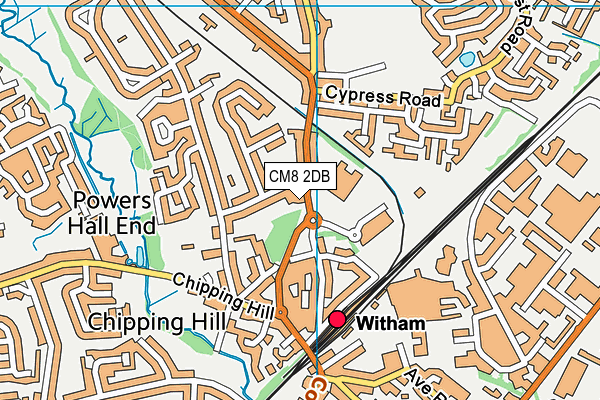 CM8 2DB map - OS VectorMap District (Ordnance Survey)