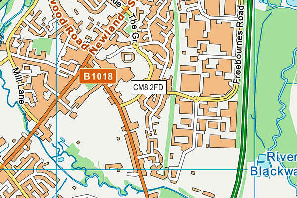 CM8 2FD map - OS VectorMap District (Ordnance Survey)