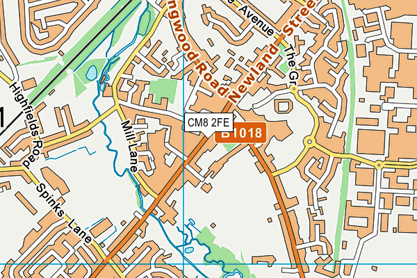 CM8 2FE map - OS VectorMap District (Ordnance Survey)