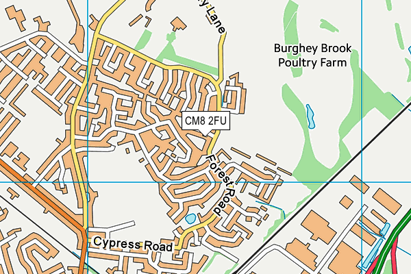 CM8 2FU map - OS VectorMap District (Ordnance Survey)