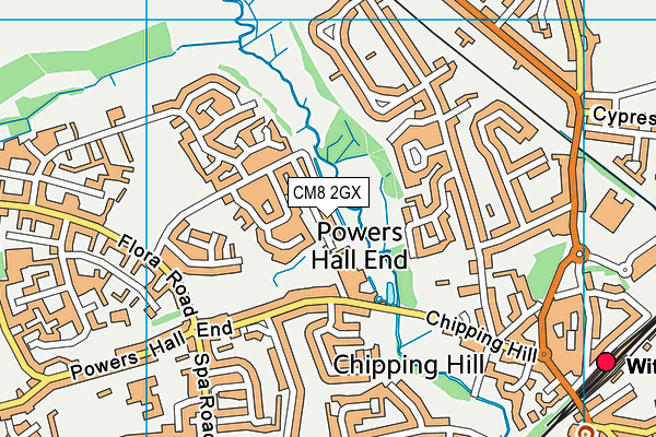 CM8 2GX map - OS VectorMap District (Ordnance Survey)