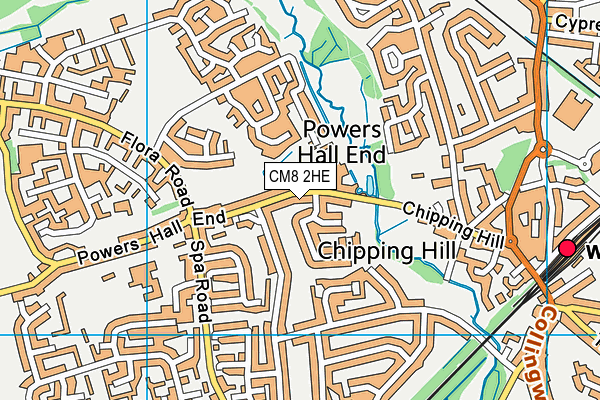 CM8 2HE map - OS VectorMap District (Ordnance Survey)