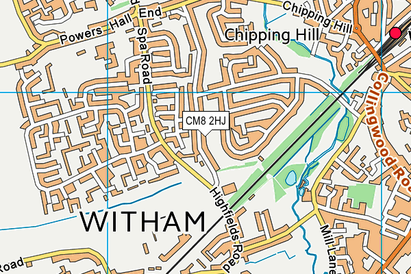 CM8 2HJ map - OS VectorMap District (Ordnance Survey)