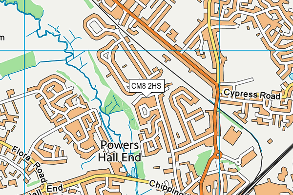 CM8 2HS map - OS VectorMap District (Ordnance Survey)