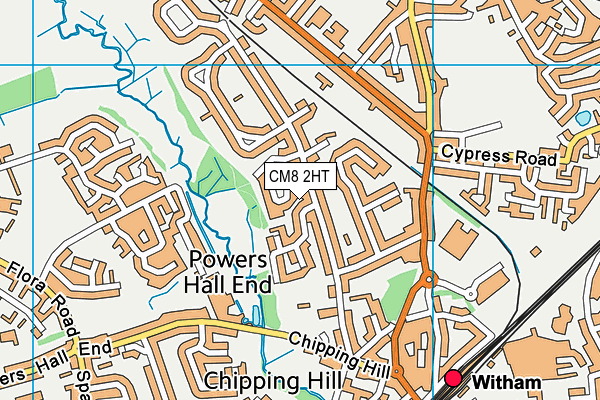 CM8 2HT map - OS VectorMap District (Ordnance Survey)