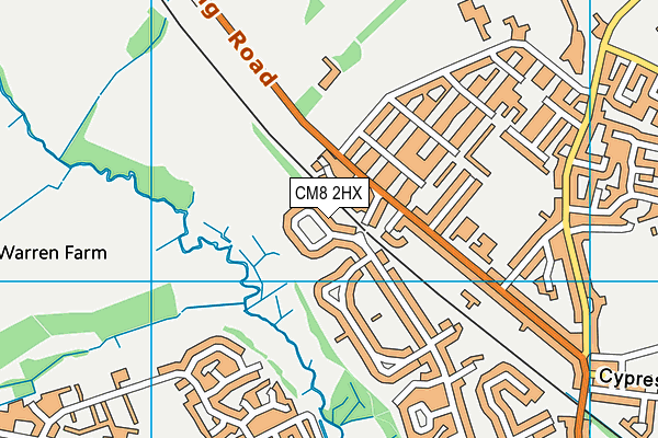 CM8 2HX map - OS VectorMap District (Ordnance Survey)