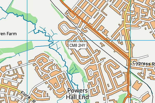 CM8 2HY map - OS VectorMap District (Ordnance Survey)