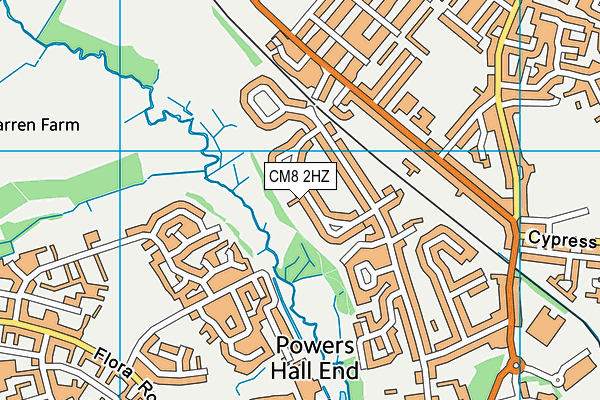 CM8 2HZ map - OS VectorMap District (Ordnance Survey)