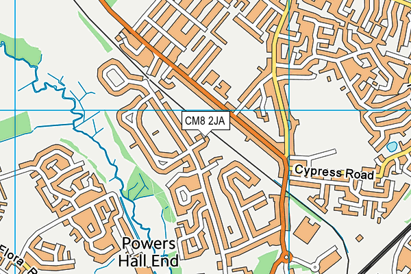 CM8 2JA map - OS VectorMap District (Ordnance Survey)