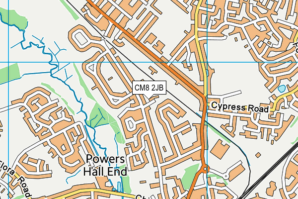 CM8 2JB map - OS VectorMap District (Ordnance Survey)
