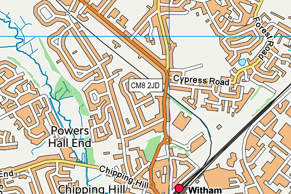 CM8 2JD map - OS VectorMap District (Ordnance Survey)