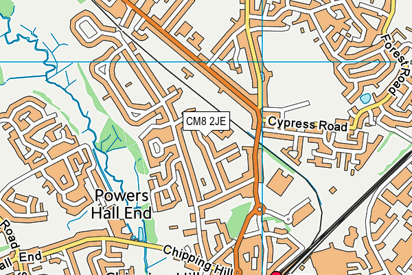 CM8 2JE map - OS VectorMap District (Ordnance Survey)