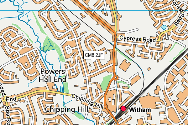 CM8 2JF map - OS VectorMap District (Ordnance Survey)