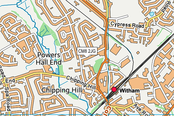 CM8 2JG map - OS VectorMap District (Ordnance Survey)