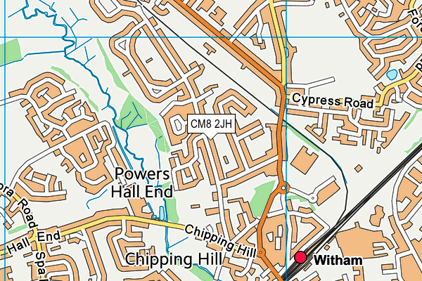 CM8 2JH map - OS VectorMap District (Ordnance Survey)