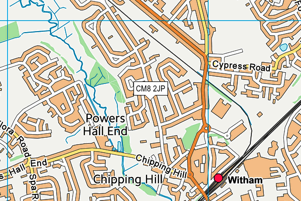 CM8 2JP map - OS VectorMap District (Ordnance Survey)