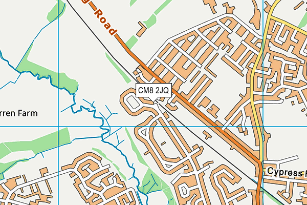 CM8 2JQ map - OS VectorMap District (Ordnance Survey)