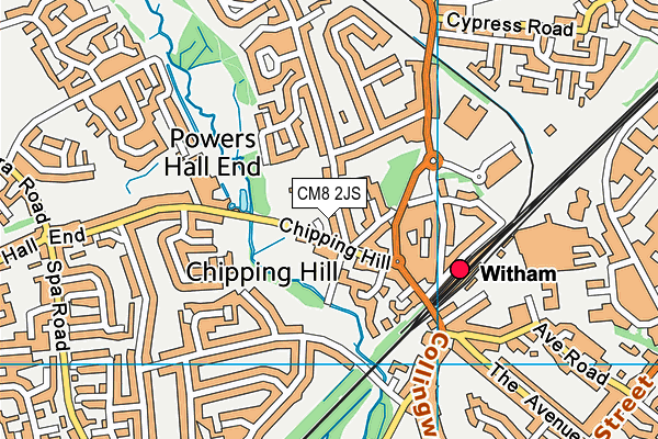 CM8 2JS map - OS VectorMap District (Ordnance Survey)