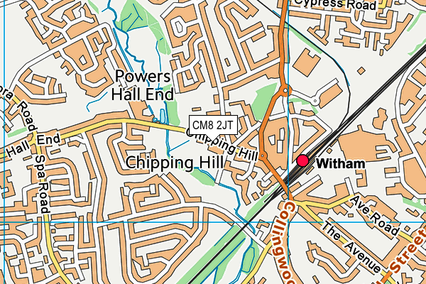 CM8 2JT map - OS VectorMap District (Ordnance Survey)